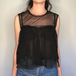 Tulle baby doll crop tank